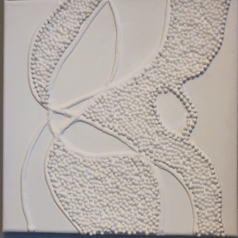 10 x 10 acrylic white sculpted canvas painting